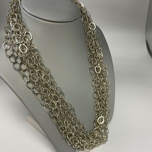 Layered silver chain link statement necklace